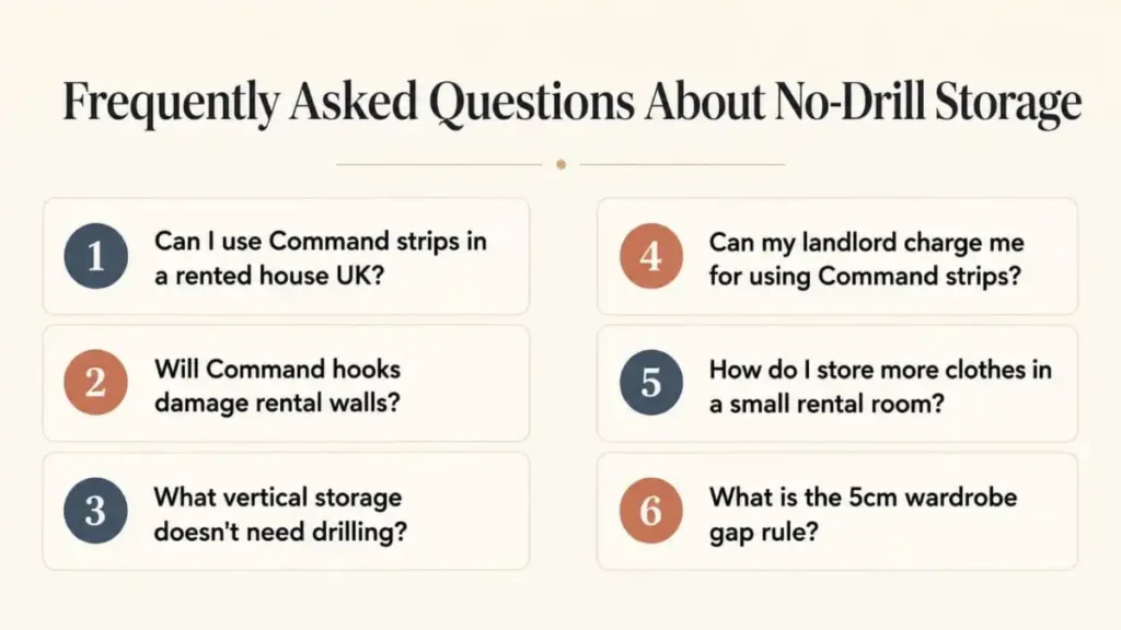 Frequently asked questions about no-drill storage solutions for rental bedrooms
