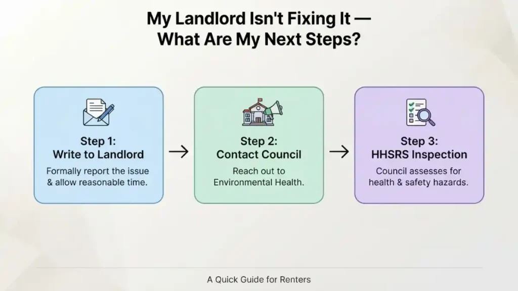 Three step guide to reporting mould to a landlord and local council